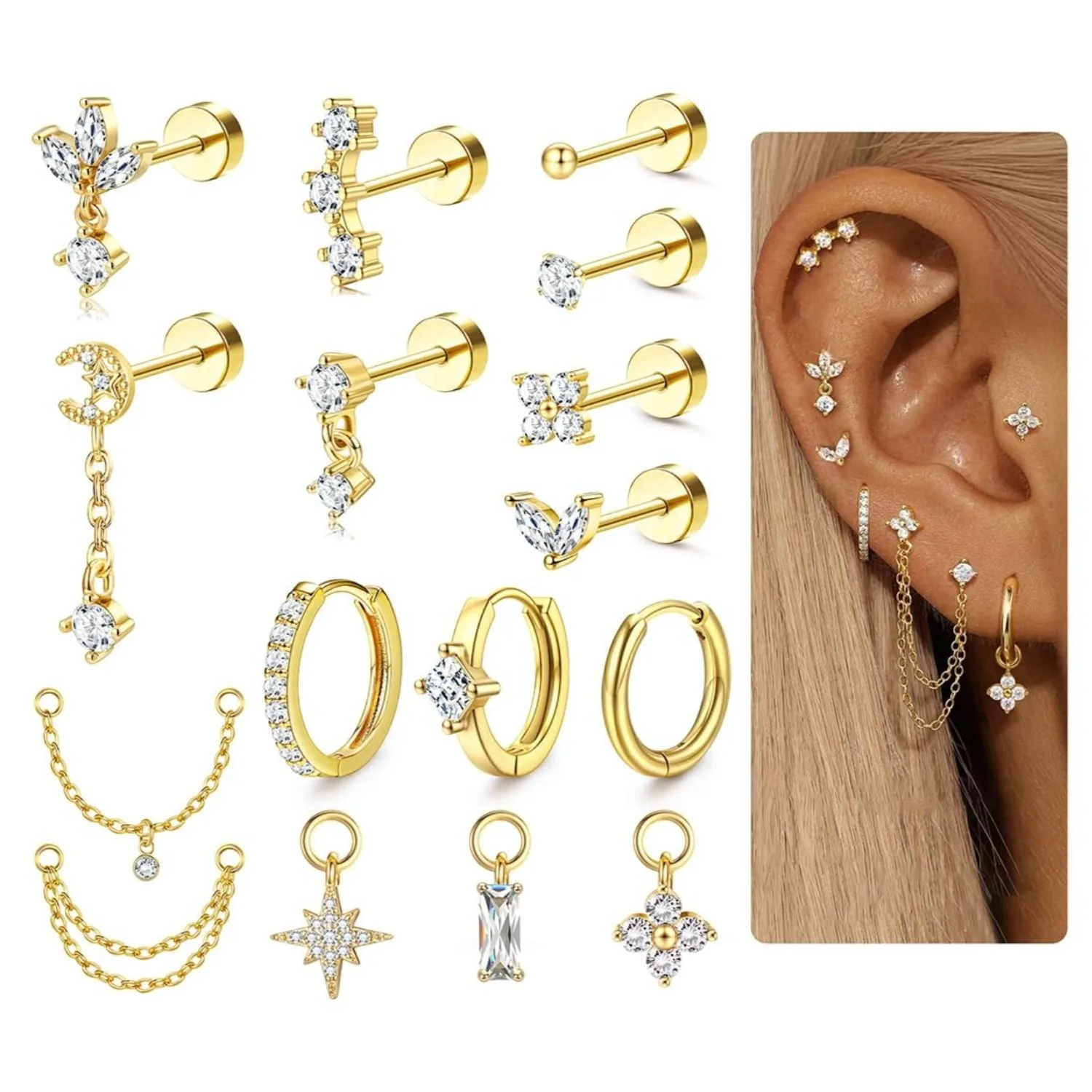 Pendientes de cartílago de cal - Body Jewelry Surgical Steel reseña y precio