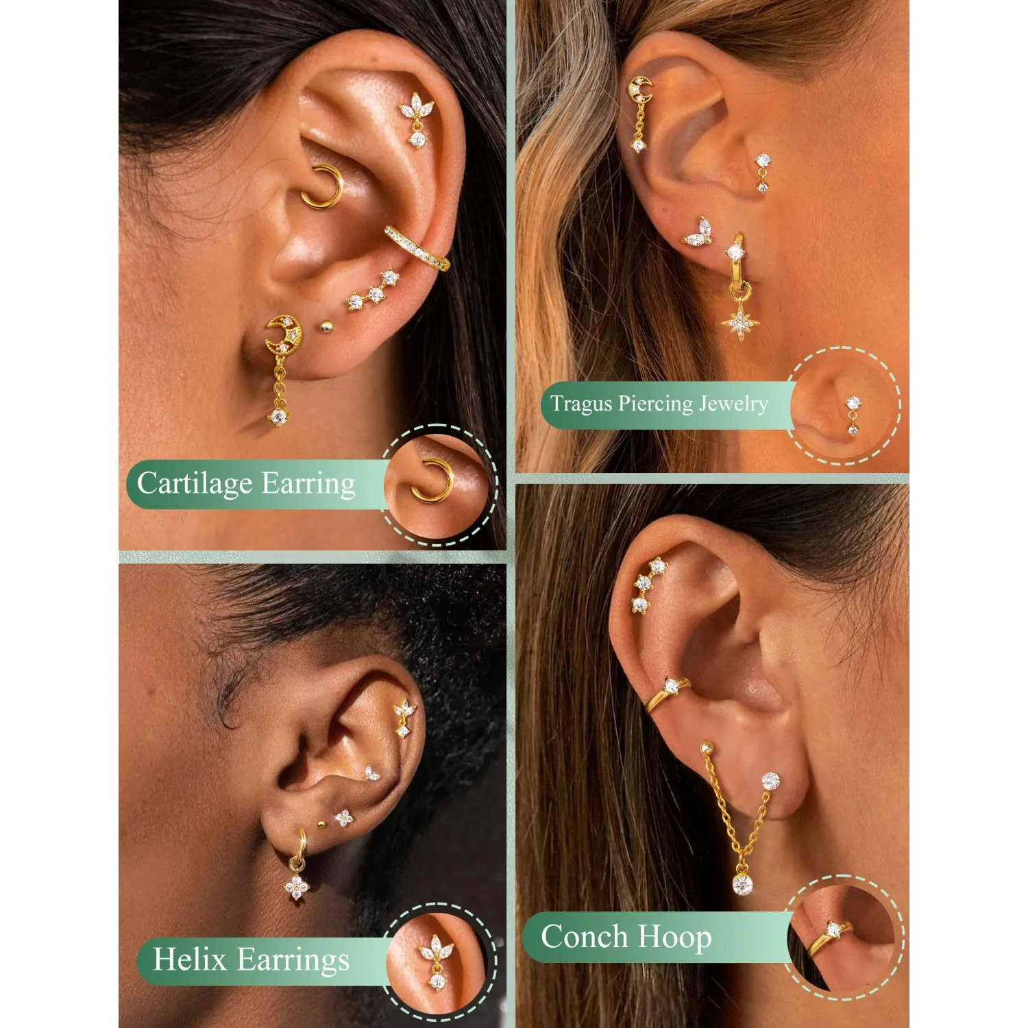 Pendientes de cartílago de cal - Body Jewelry Surgical Steel reseña y precio